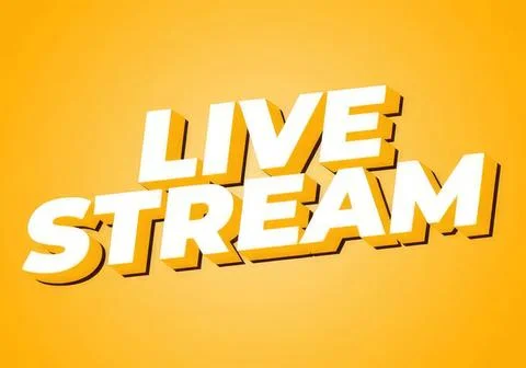 Live stream text with yellow background for online broadcast Stock Illustration