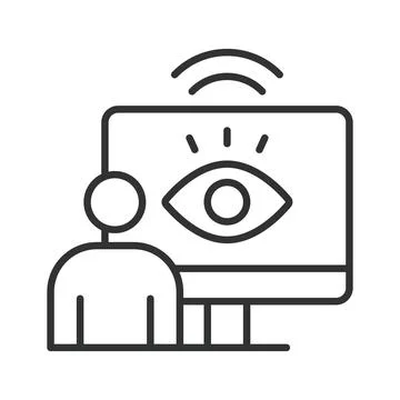 Live stream viewer, icon in line design. Online audience, watching video, viewer Stock Illustration