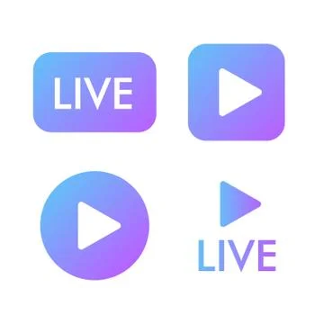 Live stream violet icon on a white background. Blogger streaming online symbol Stock Illustration
