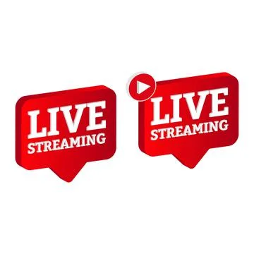 Live streaming 3D icon design for the broadcast system. Stylish live streamin Illustrazione stock