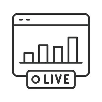 Live Streaming Analytics Dashboard, icon in line design. Live stream, analytics Stock Illustration