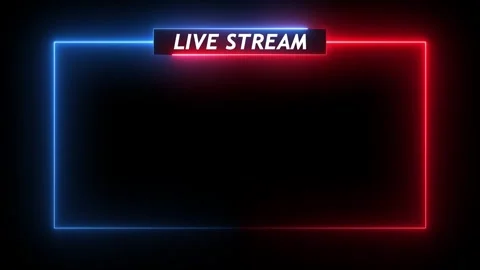 Live streaming animation with frame by Blue and Red color neon on black bac.. Stock Footage 322967698
