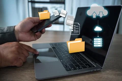 LIVE STREAMING Backup Download to cloud sync Digital Data transferring onli.. Stock Photos