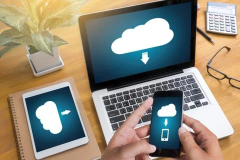 LIVE STREAMING  Backup Download   Computing Digital Data transferring Stock Photos