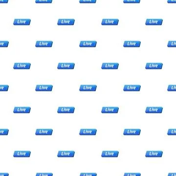 Live streaming blue button icon seamless pattern Stock Illustration