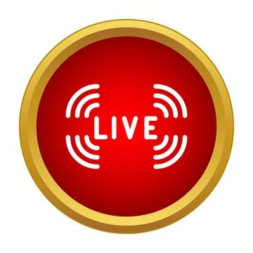 Live streaming broadcast recording red button icon Stock Illustration