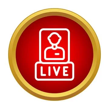Live streaming broadcast red button icon Stock Illustration