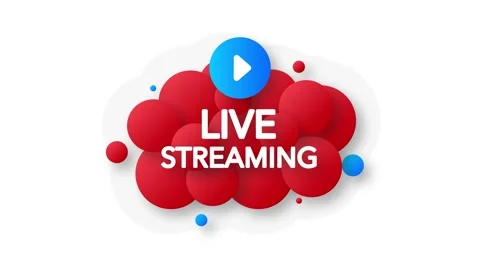 Live Streaming Bubble Banner, red emblem label. VMotion graphics. Stock Footage 153490128
