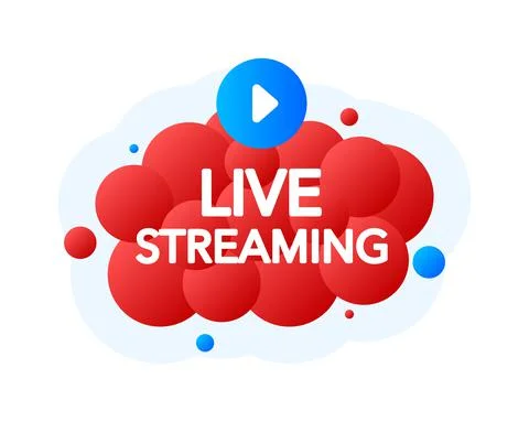 Live Streaming Bubble Banner, red emblem label. Vector illustration. 库存插图