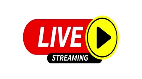 Live Streaming Button Animation with Play Icon on White Background Stock Footage 340242888