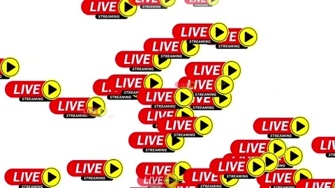 Live Streaming Button Animation with Play Icon on White Background Stock Footage 340242906