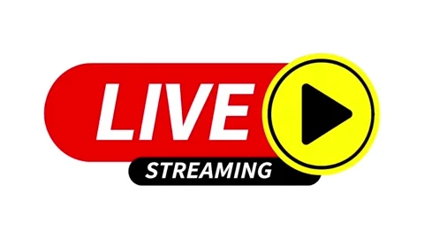 Live Streaming Button Animation with Play Icon on White Background Stock Footage 340242927