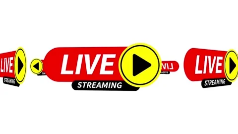 Live Streaming Button Animation with Play Icon on White Background Stock Footage 340372563