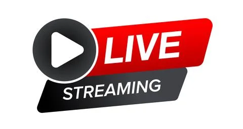 Live Streaming Button Showing Play Icon for Broadcasting or Webcast Ilustração Stock