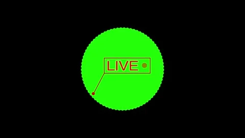 Live streaming button transparent screen PNG red dot circle icon overlay Text gl Stock Footage 319430514