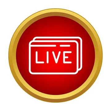 Live streaming content icon on red button 스톡 일러스트