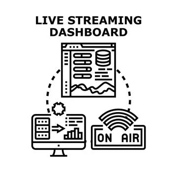Live streaming dashboard interface presenting broadcast data イラスト素材
