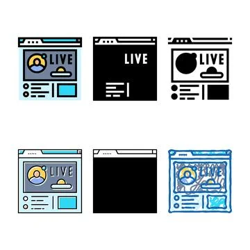 Live streaming diversity virtual conference color icon vector イラスト素材