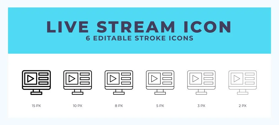 Live streaming editable line icon. Vector illustration with different stroke. Stock Illustration