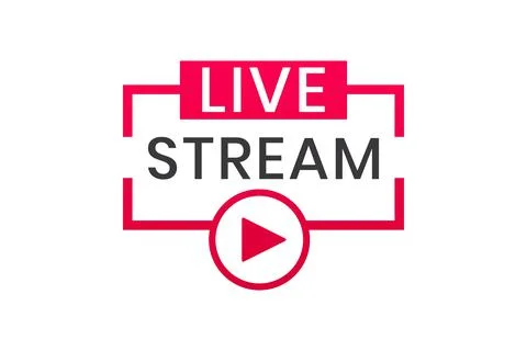 Live streaming icon. Button for broadcasting, livestream or online stream Illustrazione stock
