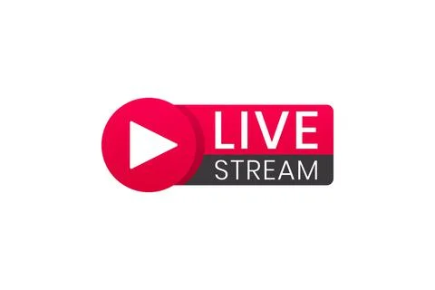 Live streaming icon. Button for broadcasting, livestream or online stream Illustrazione stock