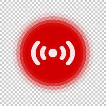 Live streaming icon emitting red waves isolated on transparent background. .. Stock Illustration