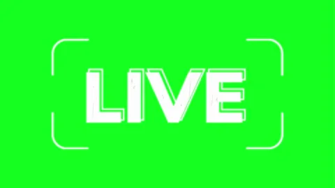 Live streaming icon on green screen with camera frame Stock Footage 332395133