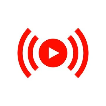 Live streaming icon. Play button and broadcast signal. Vectors. Stock Illustration