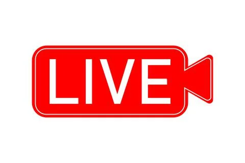 Live streaming icon. Red symbol and buttons of live streaming, online. Stock Illustration