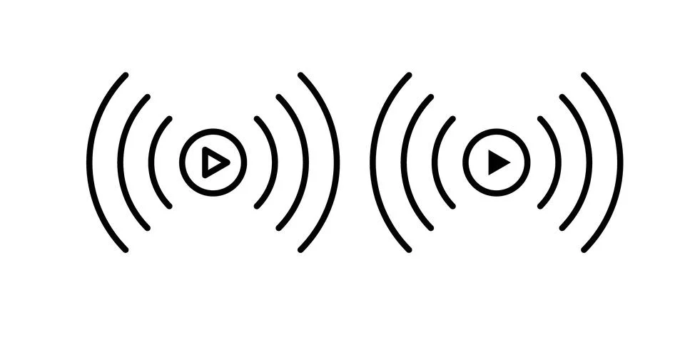 Live streaming icon thin line and clipart style vector set Stock Illustration