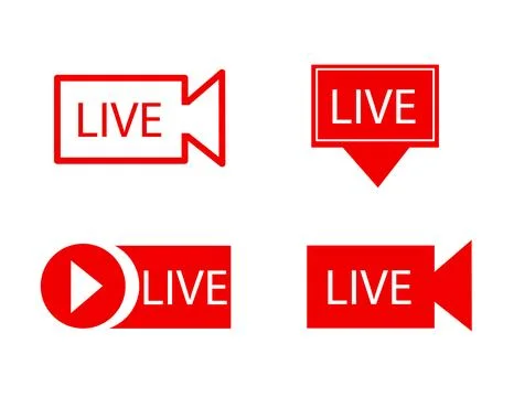 Live streaming icon vector illustration set Stock Illustration