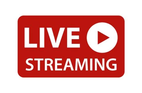 Live streaming icon vector symbol, isolated on white background. Button video Illustrazione stock