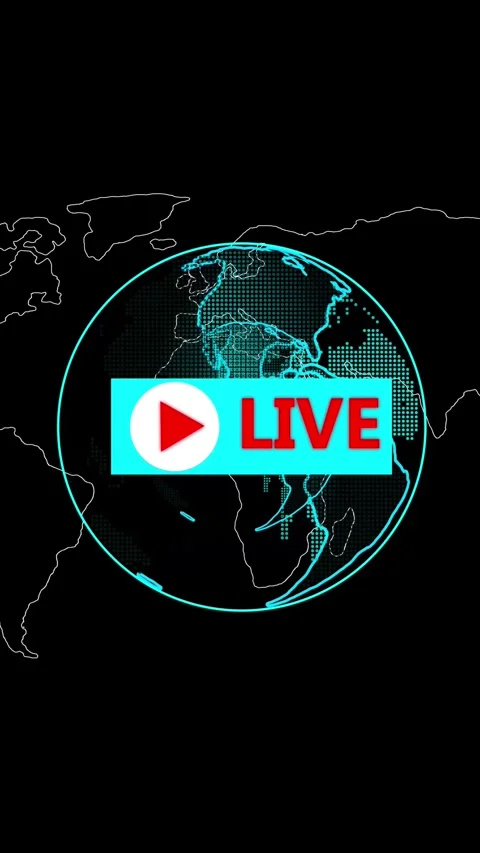 Live streaming icon vertical video with play button and world map for media.. Stock Footage 344860232