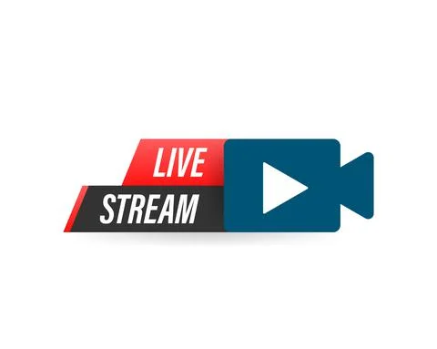 Live streaming logo - red vector design element with play button for news and Stockillustratie