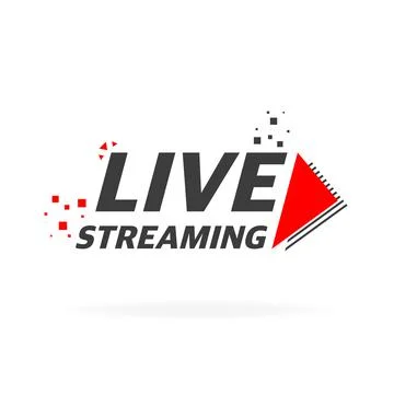 Live streaming logo - red vector design element with play button for news and Stock Illustration