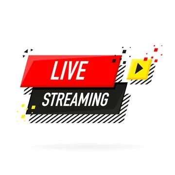 Live streaming logo - red vector design element with play button for news and Stockillustratie