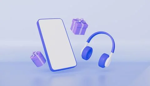 Live streaming with mobile phone, Listen to music online with wireless concept Stock Illustration