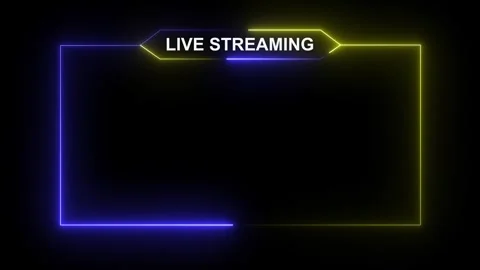 Live streaming neon frame with text animation box yellow neon frame live st.. Stock Footage 331623921