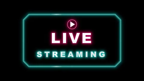 Live streaming neon sign overlay digital broadcast for social media glowing Stock Footage 337555143