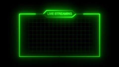 Live streaming neon text frame animation box with grid background. live streamin Stock Footage 312818756