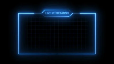 Live streaming neon text frame animation box with grid background. live streamin Stock Footage 312818792