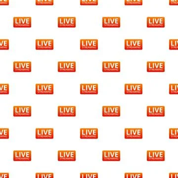 Live streaming orange labels creating a seamless pattern Illustrazione stock