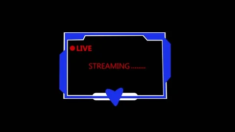 Live streaming overlay with red dot and heart. Live streaming for social me.. Stock Footage 337815681
