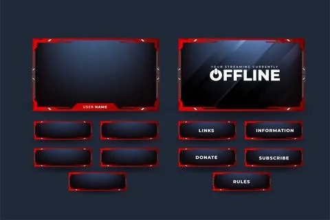 Live streaming overlay vector with red and dark color. Stream overlay design  Stock Illustration