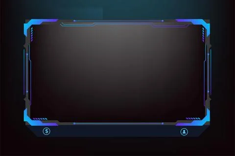 Live streaming screen panel decoration with blue and dark colors. Online ga.. Stock Illustration