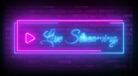 Live streaming signboard light effect green screen background Stock Footage 278314143