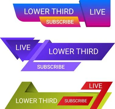 Live Streaming Subscribe Lower Thirds Vector Template Bundle Stock Illustration