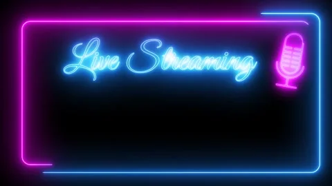 Live streaming text with neon light effect green screen background Stock Footage 273073096