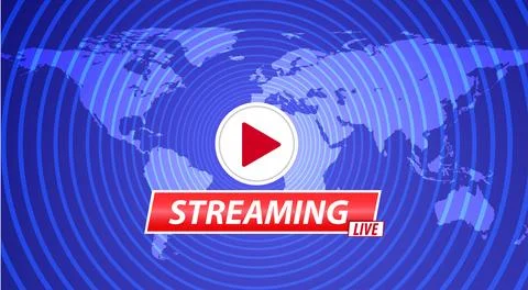 Live streaming text on world map background Stock Illustration