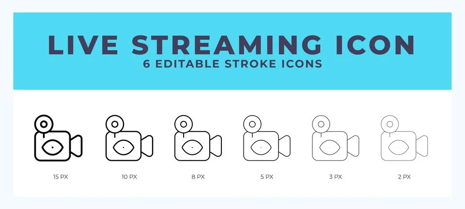 Live streaming vector icon. With different stroke vector illustration. Stock Illustration